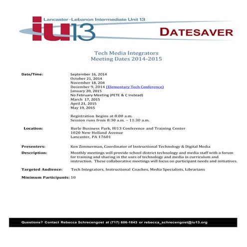 Tech Media Integrator 2014 2015 Meetings