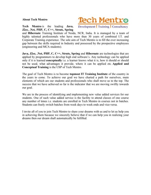 Industrial Summer Training for MCA/BCA/BE/B-Tech Students