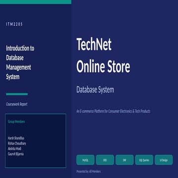 Comprehensive Database Management System Design for TechNet E-commerce ...