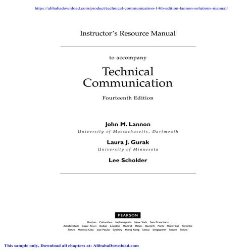 Technical Communication 14th Edition Lannon Solutions Manual