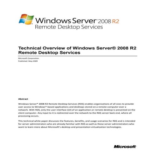 Microsoft India - Windows Server 2008 R2 Remote Desktop Services Whitepaper
