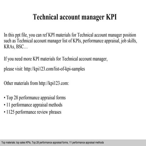 Technical account manager kpi | PPT