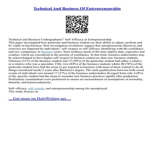 Technical And Business Of Entrepreneurship