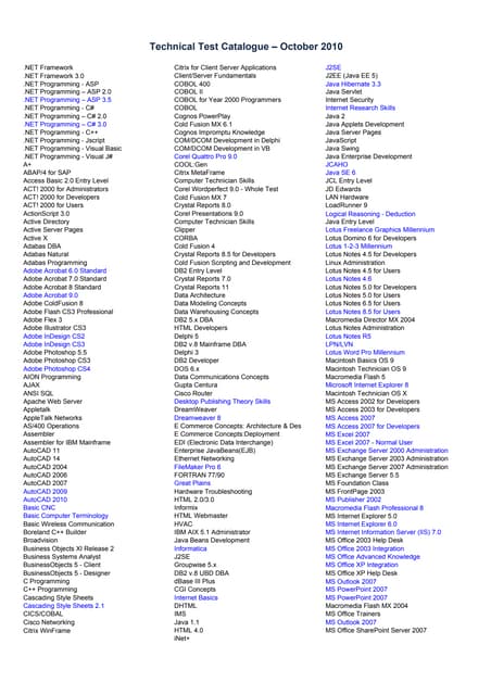 Technical Catalogue