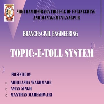 ELECTRONIC TOLL SYSTEM