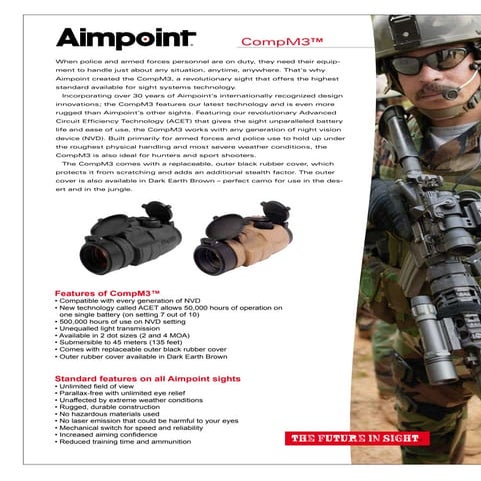 Technical data AIMPOINT CompM3 | Optics Trade | PDF