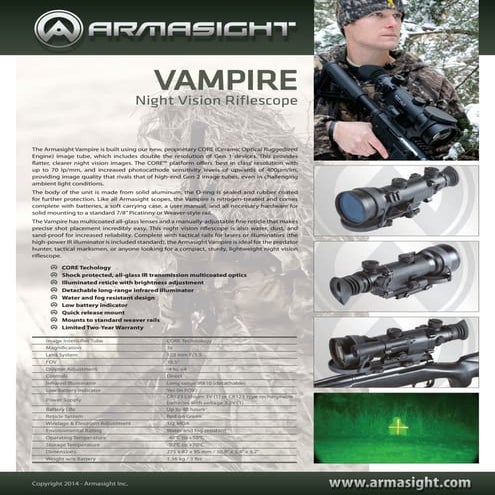 Technical data ARMASIGHT VAMPIRE NV Rifle Scope | Optics Trade | PDF