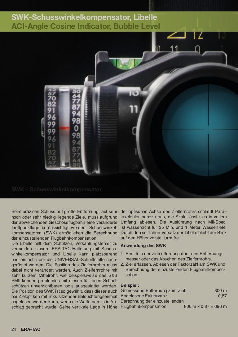 Technical data ERA TAC Angle Cosine Indicator Optics Trade