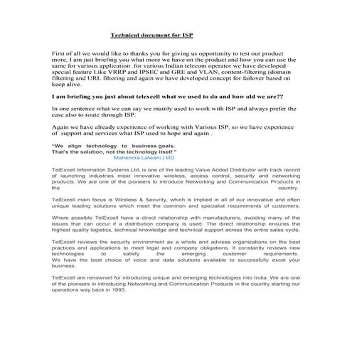 Netaxess - Technical document for sify