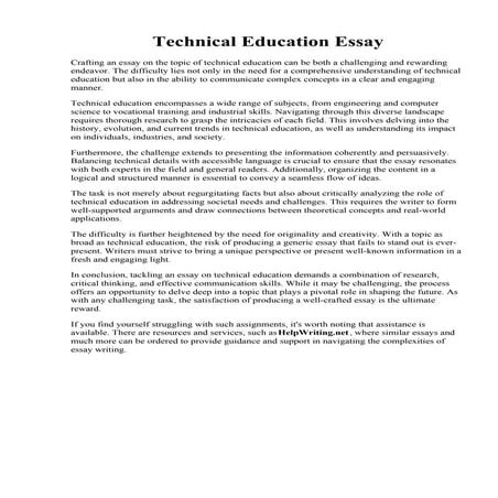 Technical Education Essay.  Use of technology in education essay. The Advanta...