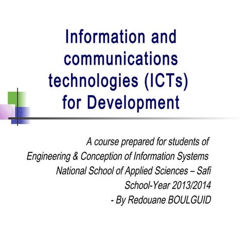 Technical english (ic ts) for development ensa safi_redouane boulguid_2013 2014