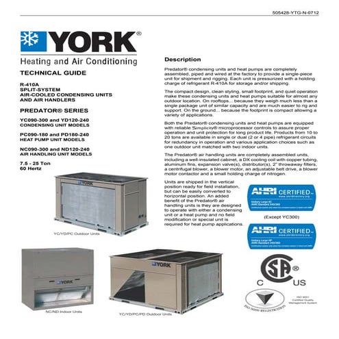 Technical guide  yc  yd  pc  pd  nc  nd 090  thru 300  predator  r410 a  .. 