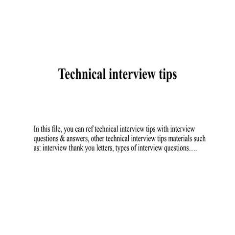 Technical interview tips