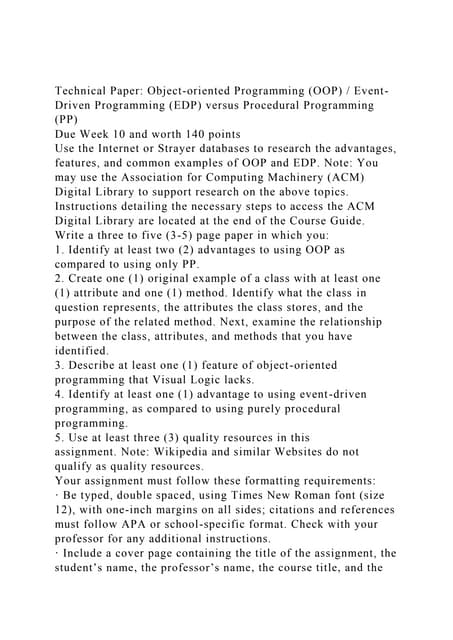 Technical Paper Object-oriented Programming (OOP) Event-Driven .docx