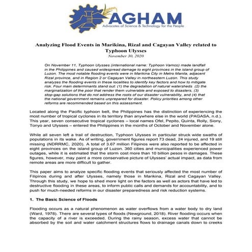 Technical paper on ulysses flooding