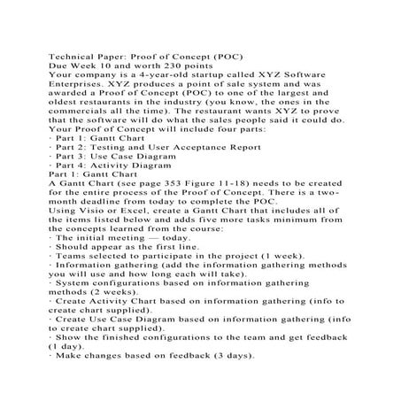 Technical Paper Proof of Concept (POC)Due Week 10 and worth 230.docx