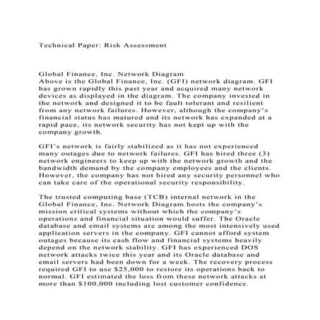 Technical Paper Risk AssessmentGlobal Finance, Inc. Netwo.docx