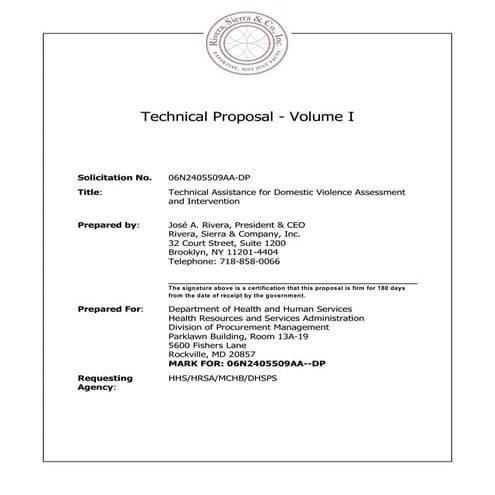 Technical Proposal Hrsa Dvta Ii