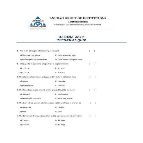 Civil Technical questions word presentation
