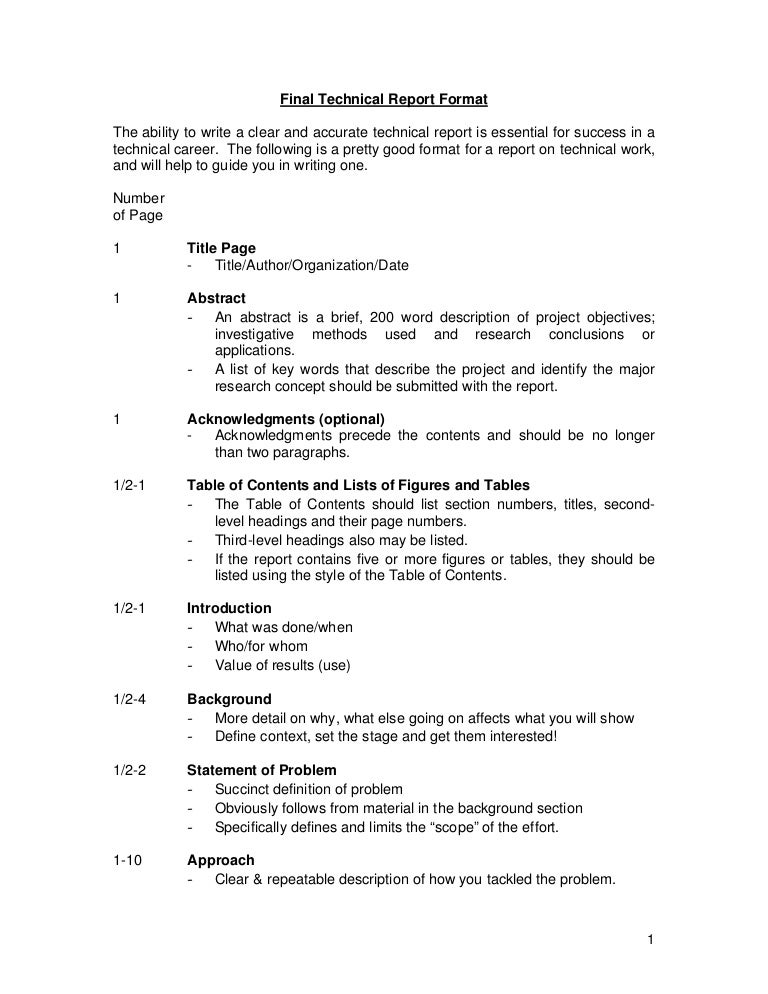 technical report technical report templates