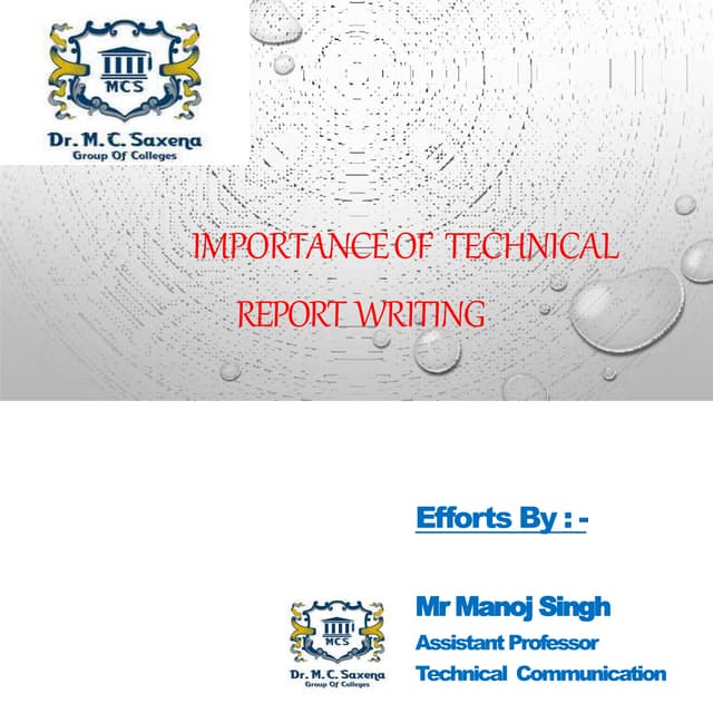 An introduction to Technical Report Writing | PPT