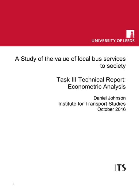 A study of the value of local bus services to society
