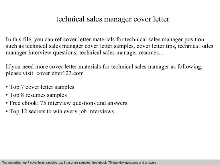 technical sales manager cover letter technical sales cover letter