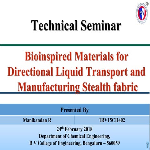 Technical seminar presentation on Bio-inspired materials for Directional flui...