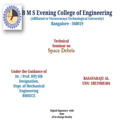 technical seminar on space debirs ppt...