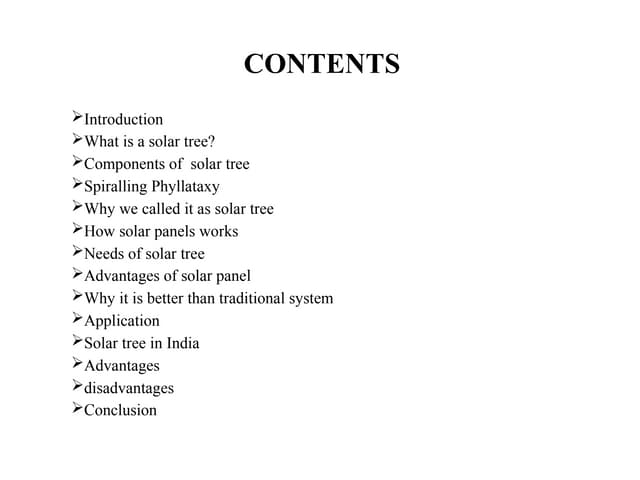 Technical seminar report on Components of  solar tree