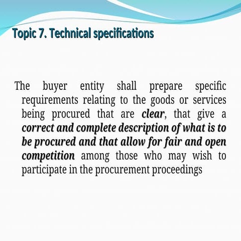 Technical specifications in the procurement process