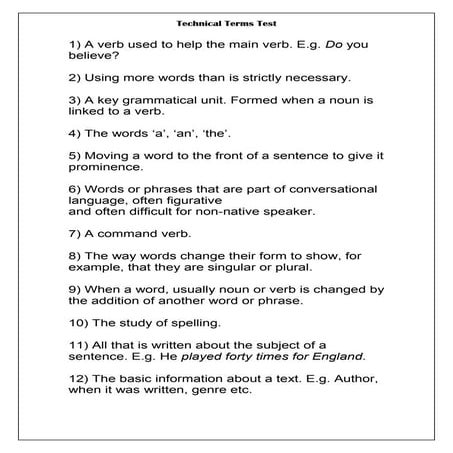 Technical terms test