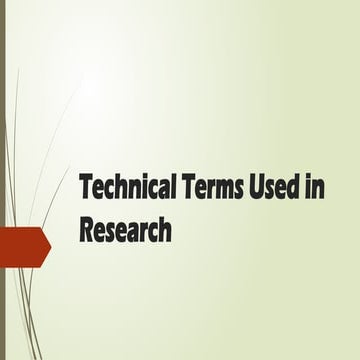 Technical Terms Used in Research (A discussion of terms and its ...