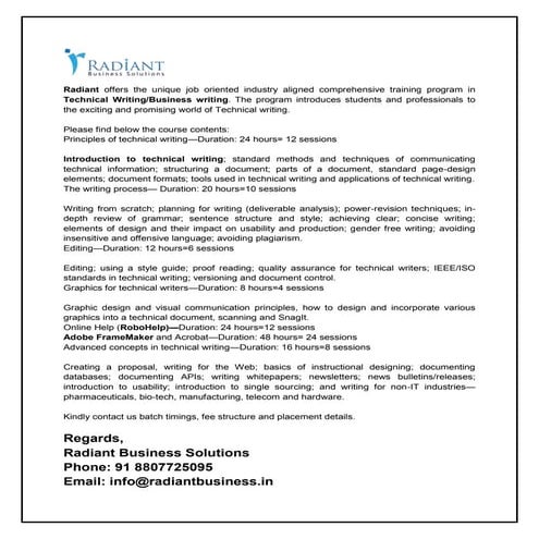 Technical Writing Training Institute in Chennai, Tambaram, T Nagar