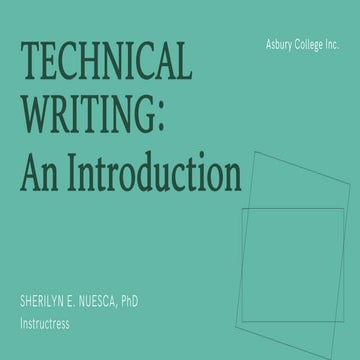 Technical Writing:  An Introduction