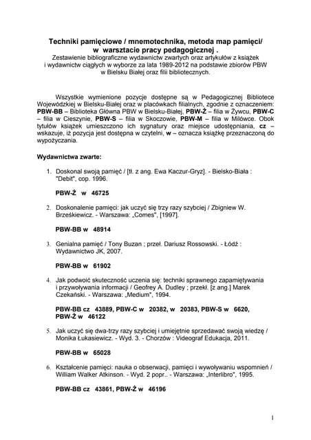 Techniki pamięciowe | DOC