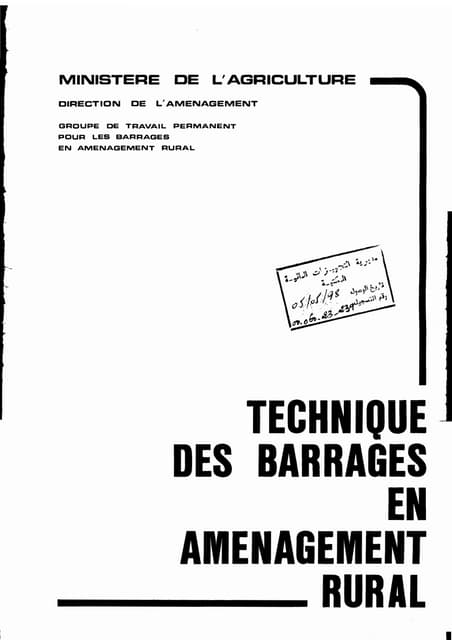 Technique des barrages en amenagement rural