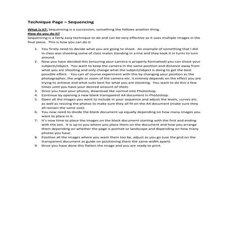 Technique page  sequencing