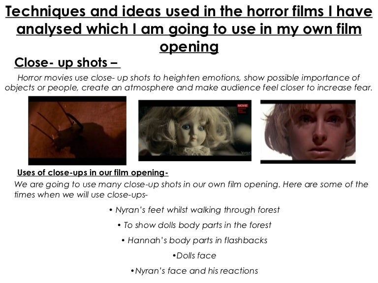 Techniques and ideas used in the horror films