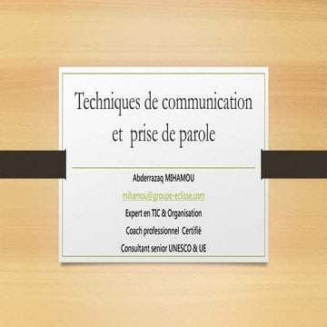 Techniques de communication et  prise de parole