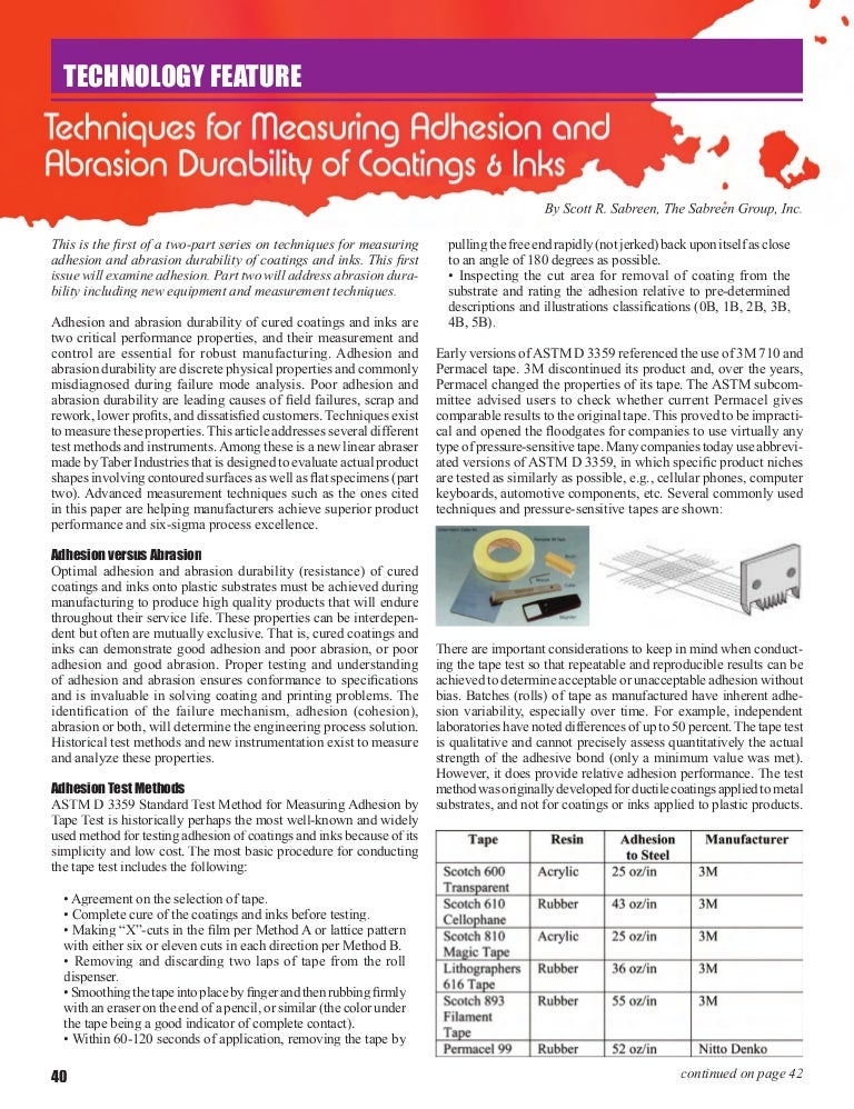 Techniques For Measuring Adhesion Abrasion Durability Of Coatings Ink…