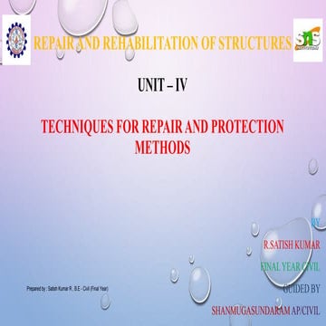 Techniques for repair and protection methods - Repair and rehabilitation of s...
