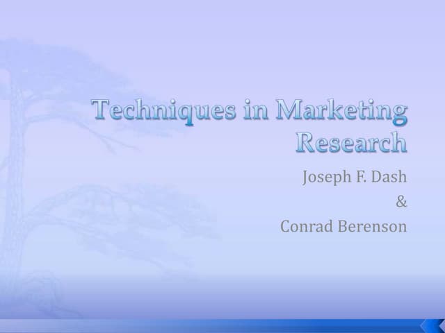  Techniques in marketing research