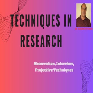 Techniques in Research - Projective, Interview, Observation by Dr. Vikramjit ...