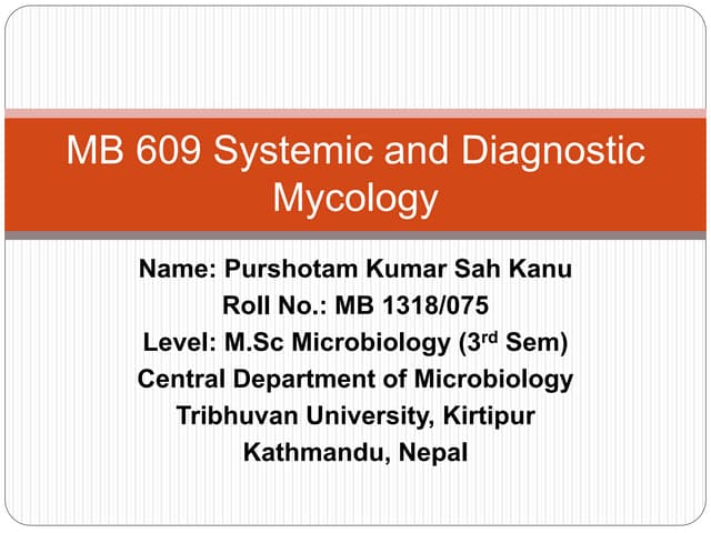 Techniques of diagnostic Mycology- 5 hours