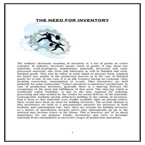 Techniques of inventory control