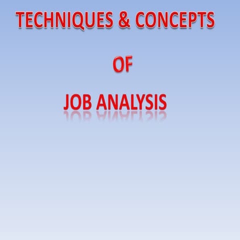 Techniques of job analysis