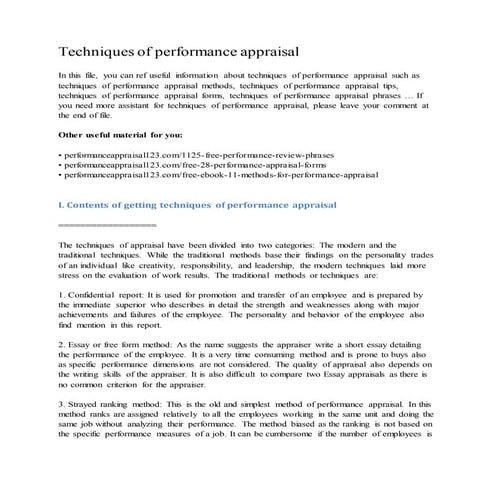 Techniques of performance appraisal