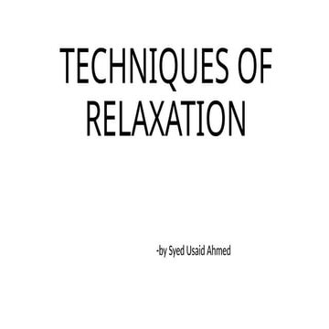Different Techniques of Relaxation Therapy