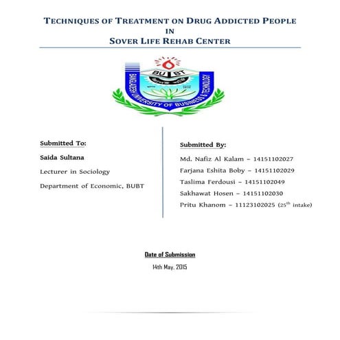 Techniques of treatment on drug addicted people in sover life rehab center